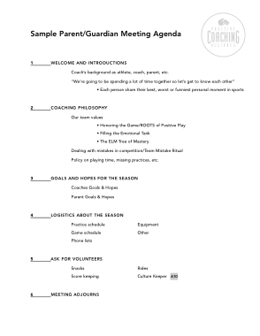 Free Download PDF Books, Parent Guardian Meeting Agenda For Coach