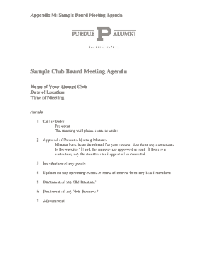 Free Download PDF Books, Sample Club Board Meeting Agenda