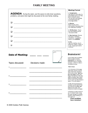 Free Download PDF Books, Sample Family Meeting Agenda