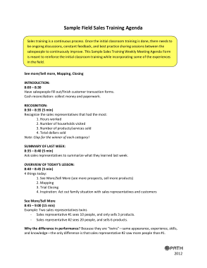 Free Download PDF Books, Sample Field Sales Training Agenda