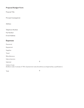 Free Download PDF Books, Proposal Budget Form Template