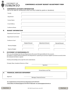 Free Download PDF Books, Conference Account Budget Adjustment Form Template