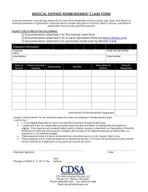 Free Download PDF Books, Medical Expense Reimbursement Claim Form Template