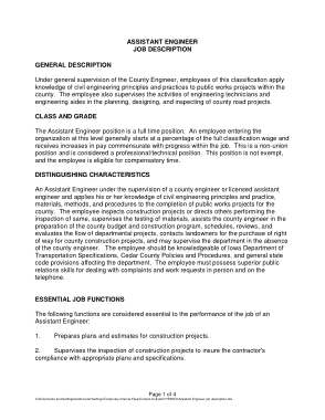 Free Download PDF Books, Engineer Assistant Job Description Template