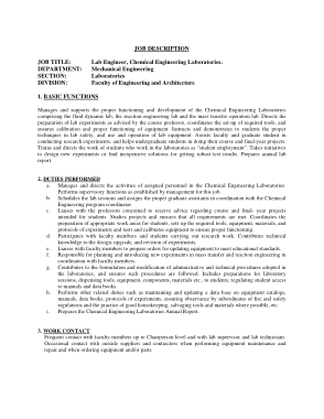 Free Download PDF Books, Chemical Lab Engineering Job Description Template