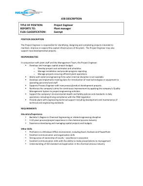 Free Download PDF Books, Chemical Project Engineer Job Description Template
