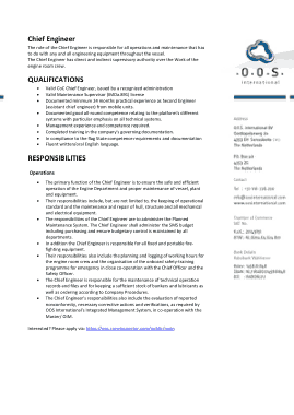 Free Download PDF Books, Chief Maintenance Engineer Job Description Template
