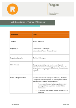 Free Download PDF Books, Engineer Trainee Job Description Template