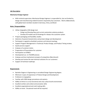 Free Download PDF Books, Mechanical Design Engineer Job Profile Description Template