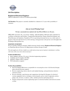 Free Download PDF Books, Registered Electrical Engineer Job Description Template