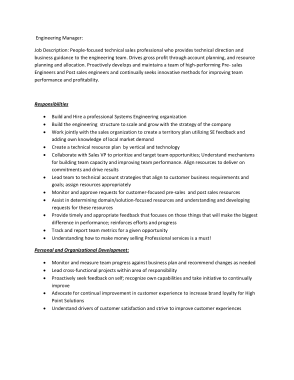 Free Download PDF Books, Engineer Manager Job Description Responsibilities Template