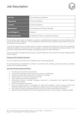 Free Download PDF Books, Senior Maintenance Engineer Job Description Template