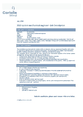 Free Download PDF Books, Rnd System Mechanical Engineer Job Description Template