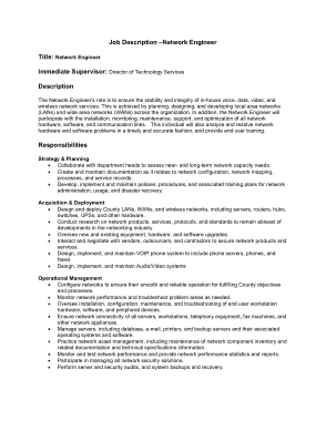 Free Download PDF Books, Network Engineer Job Description Template