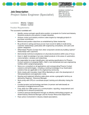 Free Download PDF Books, Project Sales Engineer Job Description Template