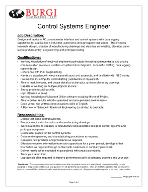 Free Download PDF Books, Control System Engineer Job Description Template