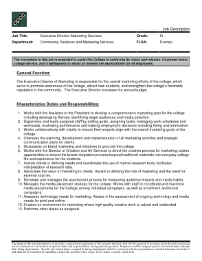 Free Download PDF Books, Executive Director Marketing Service Job Description Template
