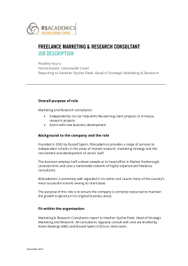 Free Download PDF Books, Marketing Research Consultant Job Description Example Template