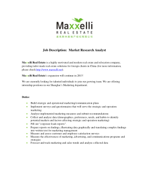 Free Download PDF Books, Market Research Analyst Job Description Template