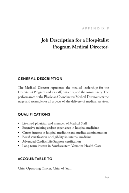 Free Download PDF Books, Sample  Program Medical Director Job Description