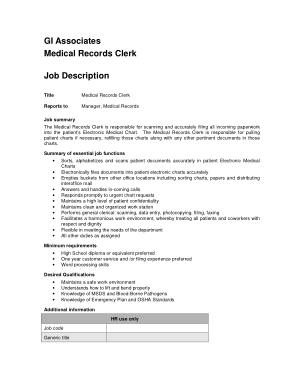 Free Download PDF Books, Medical Records Clerk Job Description