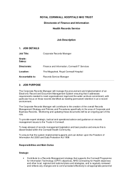 Free Download PDF Books, Hospital Medical Records Manager Job Description