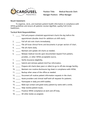 Free Download PDF Books, Medical Records Clerk Office Manager Job Description