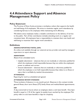 Free Download PDF Books, Attendance Support and Absence Management Policy. Template