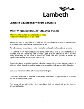 Free Download PDF Books, Whole School Attendance Policy Template