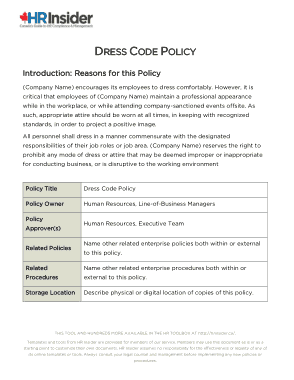 Free Download PDF Books, Dress Code Policy Sample Template