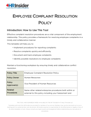 Free Download PDF Books, Employee Complaint Resolution Policy Template