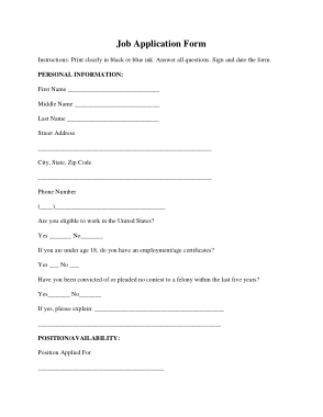 Free Download PDF Books, Printable Job Application Form(1) Template