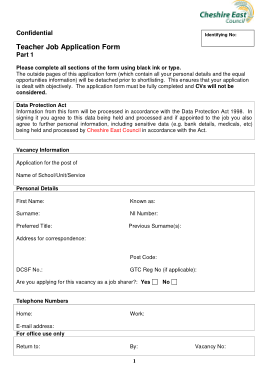 Free Download PDF Books, Teacher Job Application Form Template