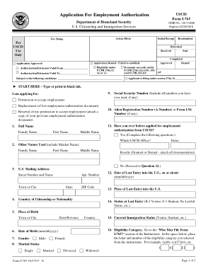 Free Download PDF Books, Application for Employment Authorization Form Template