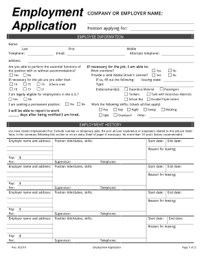 Free Download PDF Books, Printable Employment Application Form Template