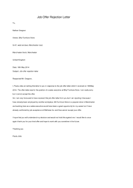 Free Download PDF Books, Job Offer Rejection Letter Template