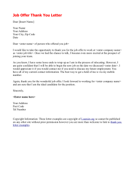 Free Download PDF Books, Thank You Job Offer Letter Template
