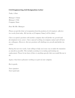 Free Download PDF Books, Civil Engineering Job Resignation Letter Template