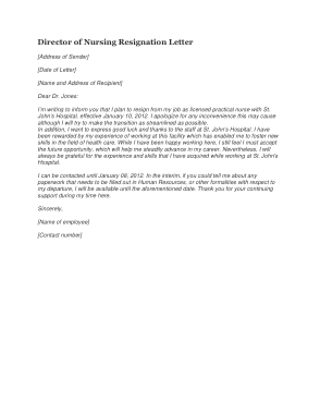 Free Download PDF Books, Director of Nursing Resignation Letter Template