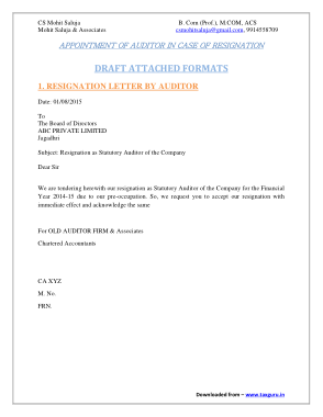 Free Download PDF Books, Draft Auditor Resignation Letter Template