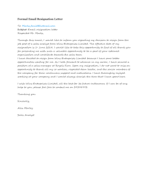 Free Download PDF Books, Formal Email Resignation Letter Template