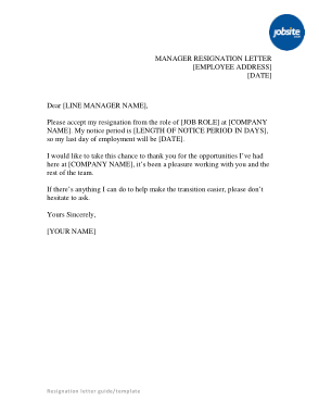 Free Download PDF Books, Manager Position Resignation Letter Template