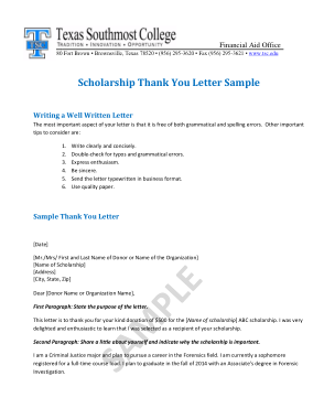 Free Download PDF Books, Scholarship Thank You Letter Sample Template