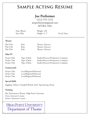 Free Download PDF Books, Acting Resume Template