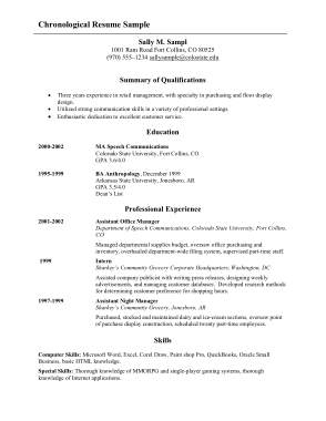 Free Download PDF Books, Chronological Resume Template