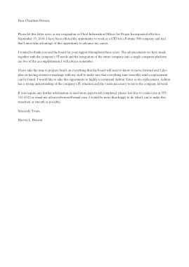 Free Download PDF Books, Corporate Officer Resignation Letter to Chairman Template