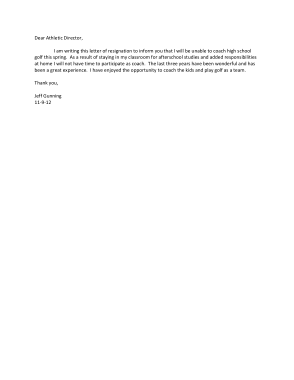 Free Download PDF Books, Golf Coach Resignation Letter Sample Template