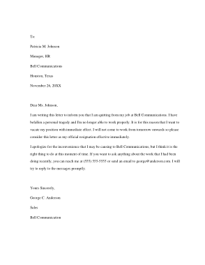 Free Download PDF Books, Immediate Job Resignation Letter Template