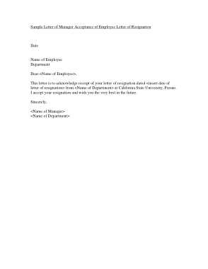 Free Download PDF Books, Manager Acceptance of Employee Letter of Resignation Template