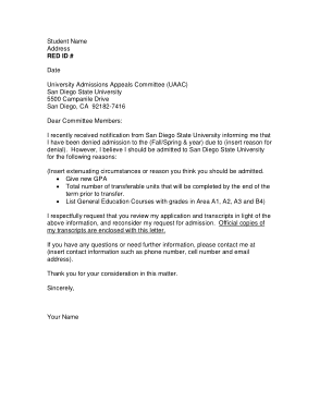 Free Download PDF Books, Student Appeal Letter Template